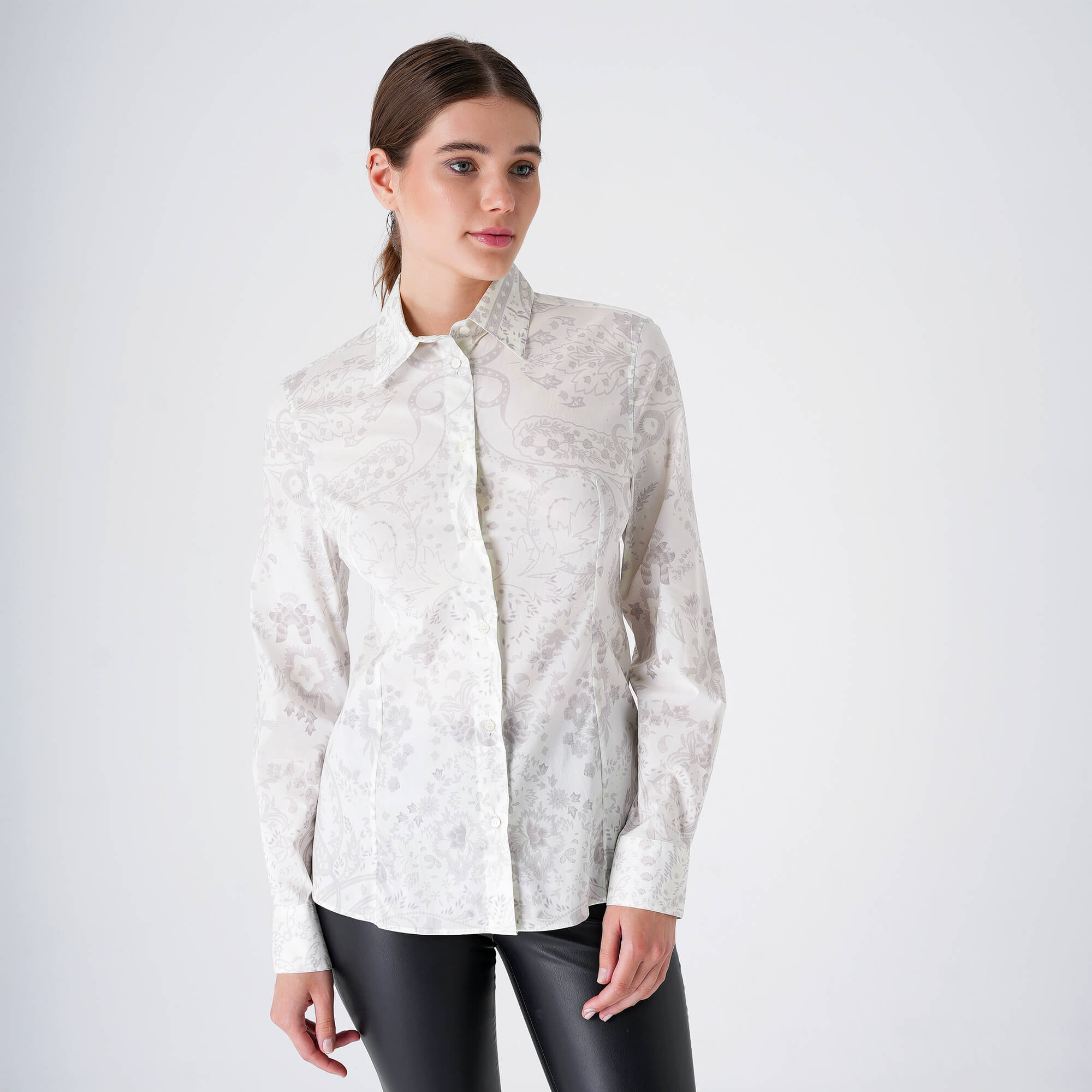 Etro - White&Grey Paisley Cotton  Shirt